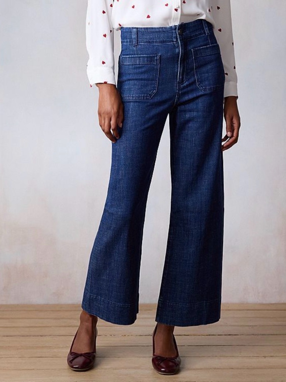 LC LAUREN CONRAD Super High-Rise Wide Leg Crop Jeans Sz 16 NWT